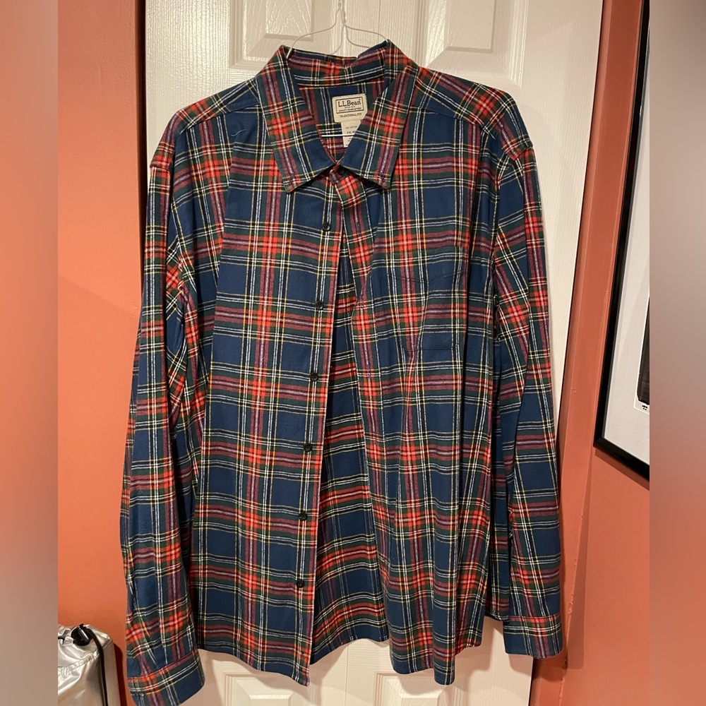 LL Bean Cotton Flannel Shirt, Size XXL